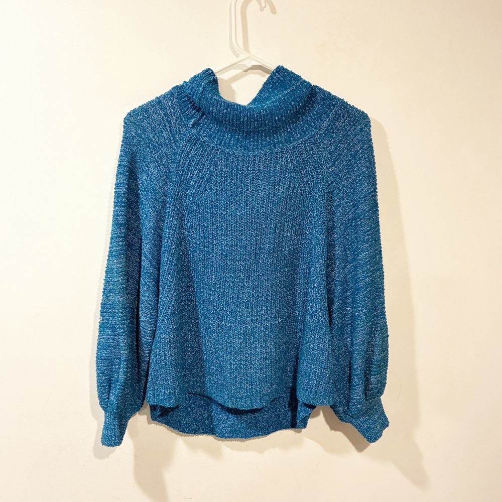 Free People Edessa Blue Sweater Off Shoulder Knit Size Small - Picture 6 of 6